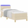 vidaXL LED box s pružinami s čelnou doskou Krémová 80 x 200 cm látka