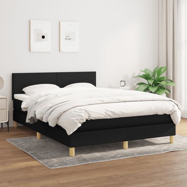 vidaXL Boxspring posteľ s matracom čierny 140x190 cm látka