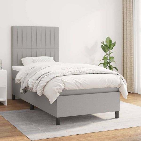 vidaXL Posteľný rám boxsping s matracom bledosivý 80x200 cm látka