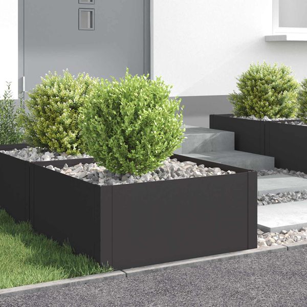 vidaXL Obrubník trávnika 4 ks 60 x 60 x 35 cm Oceľ Čierna
