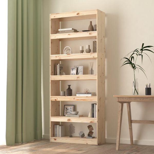 vidaXL Knižnica/deliaca stena 80x35x199,5 cm masívna borovica