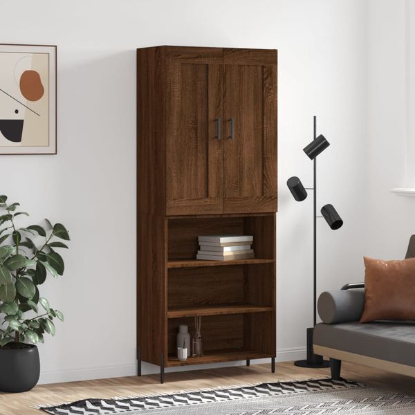 vidaXL Vysoká skrinka hnedý dub 69,5x34x180 cm spracované drevo