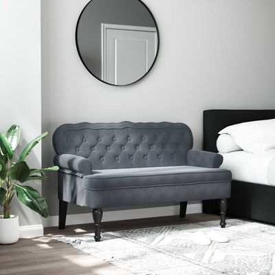 vidaXL Lavička s operadlom tmavosivá 119,5x64,5x75 cm zamat