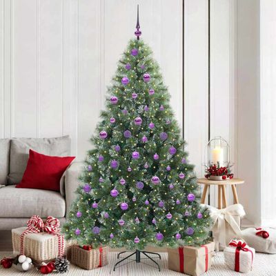 vidaXL Umelý vianočný stromček s 300 LED-i Zelená 180 cm PE a PVC