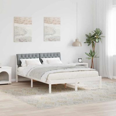 vidaXL Rám postele Biela a svetlosivá 140 x 200 cm Borovicový masív