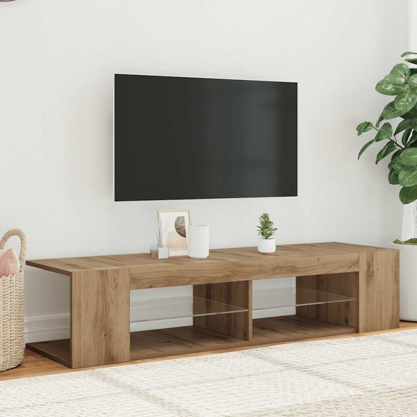 vidaXL TV skrinka s LED dub artisan 90x39x30 cm kompozitné drevo