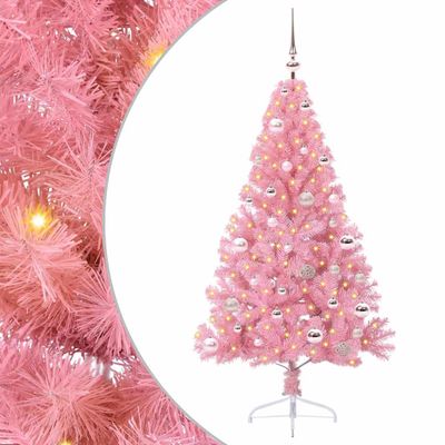 vidaXL Umelý predsvietený vianočný stromček Ružová 150 cm PVC