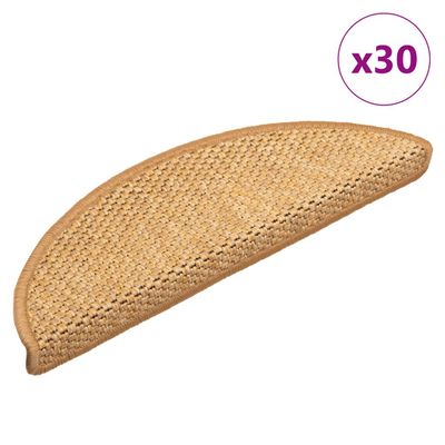 vidaXL Schodové rohože samolepiace sisalové 30 ks 56x17x3 cm sisal