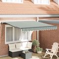vidaXL Sklopná markíza Zelená a biela 350 x 250 cm Tkanina a hliník