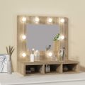 vidaXL Zrkadlová skrinka s LED dub sonoma 60x31,5x62 cm