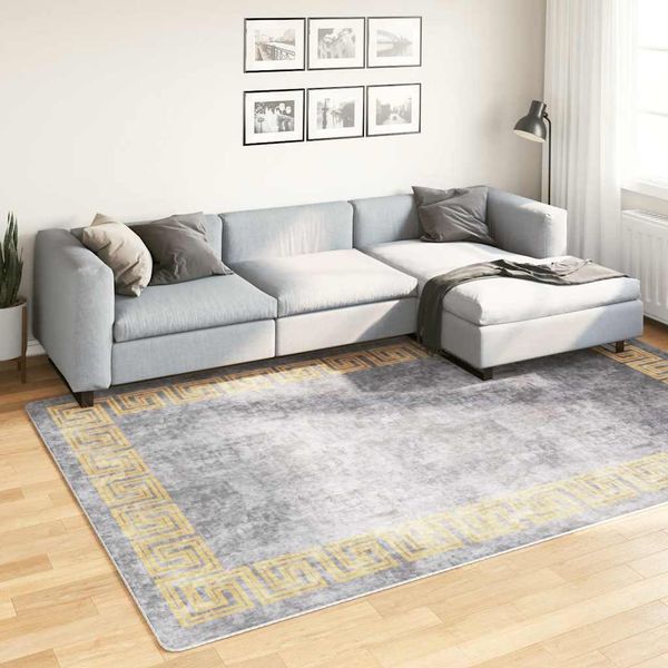 vidaXL Prateľný koberec 190x300 cm sivý
