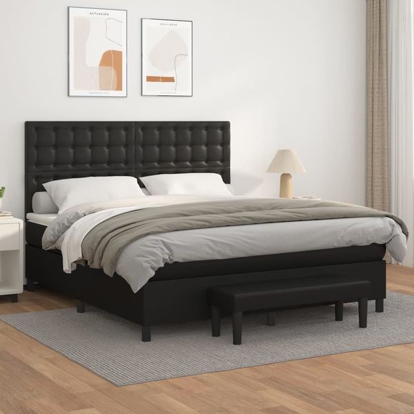 vidaXL Boxspring posteľ s matracom čierna 180x200 cm umelá koža