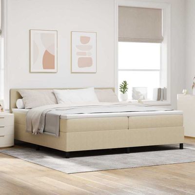 vidaXL Posteľ s pružinovým rámom Svetlo šedá a biela 200 x 200 cm