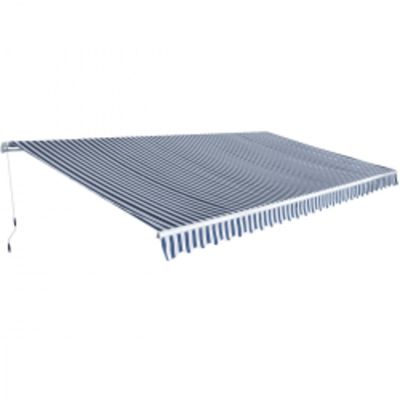 vidaXL Skladacia markíza, manuálna 600 cm, modrá/biela