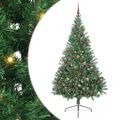 vidaXL Umelý predsvietený vianočný stromček Zelená 210 cm PVC