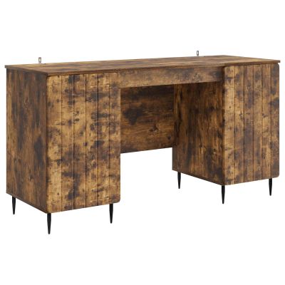 vidaXL Stôl s poličkou Dymový dub 142,5 x 50 x 75 cm Kompozitné drevo
