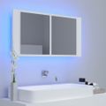 vidaXL LED kúpeľňová zrkadlová skrinka biela 90x12x45 cm akryl