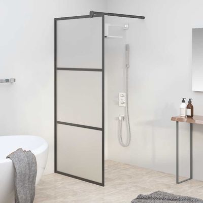 vidaXL Sprchová zástena 80x195 cm matné ESG sklo čierna