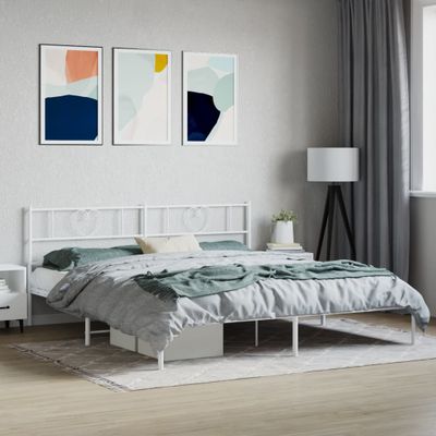 vidaXL Kovový rám postele s čelom biely 200x200 cm