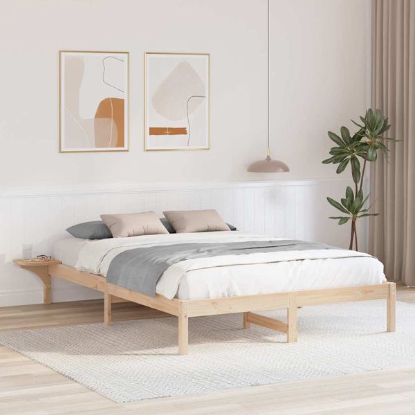 vidaXL Rám postele Prírodná 150 x 200 cm Masívne borovicové drevo