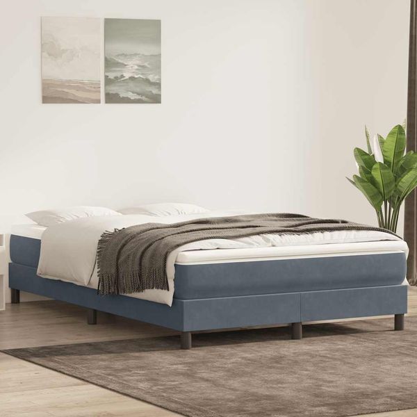 vidaXL Posteľný rám boxspring bez matracom tmavosivý 140x220 cm zamat