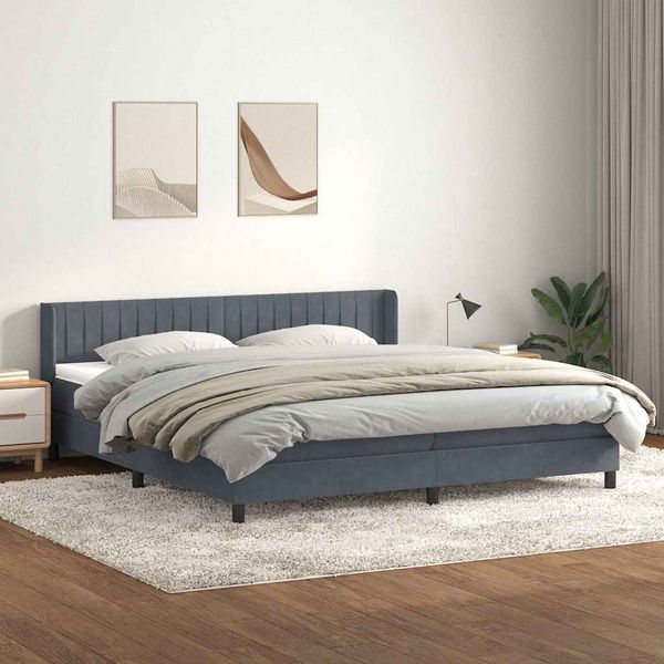 vidaXL Box Spring Posteľ s matracom tmavošedá 200x210 cm Zamat