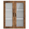 vidaXL Nástenný sklenený kabinet PORTO Staré drevo 80 x 31 x 100 cm