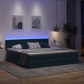 vidaXL LED úložná posteľ s matracom Tmavomodrá 200 x 200 cm Zamat