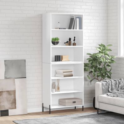 vidaXL Vysoká skrinka lesklá biela 69,5x32,5x180 cm kompozitné drevo