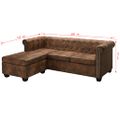 vidaXL Pohovka Chesterfield v tvare L, umelý semiš, hnedá