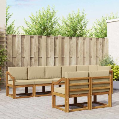 vidaXL Záhradná súprava gaučov s vankúšom 8 pcs Prírodná a béžová