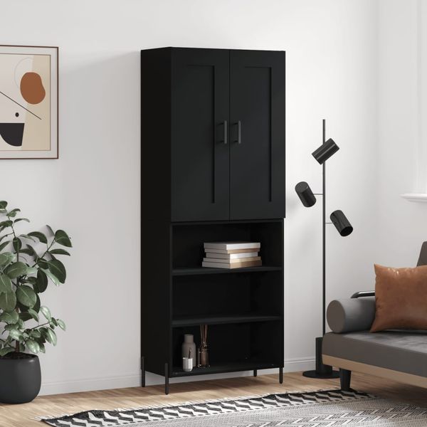 vidaXL Vysoká skrinka čierna 69,5x34x180 cm spracované drevo