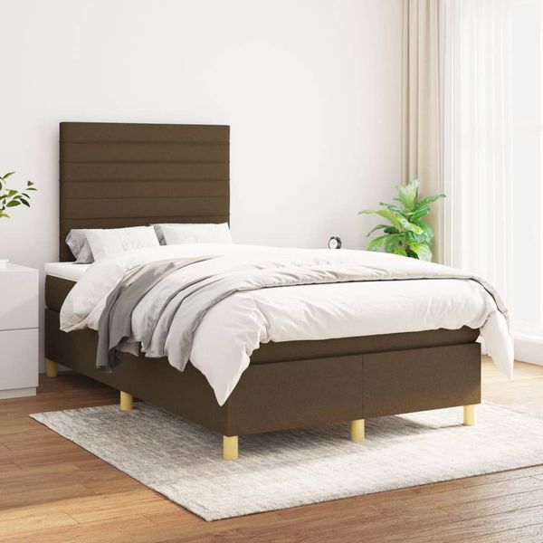 vidaXL Boxspring posteľ s matracom tmavohnedá 120x200 cm látka