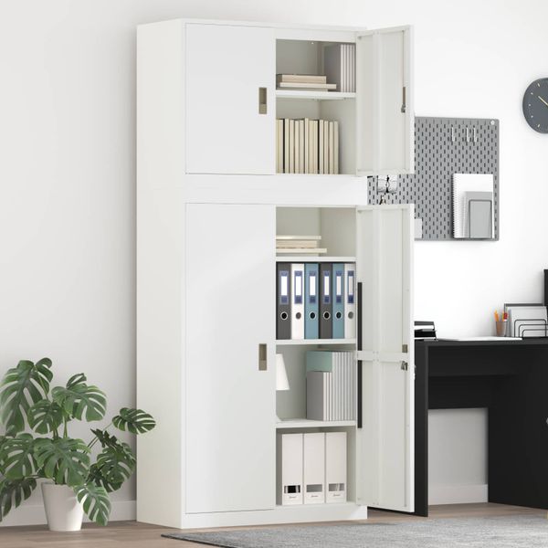 vidaXL Úložná skrinka 2 ks Biela 90 x 40 x 210 cm Oceľ Zamykateľné