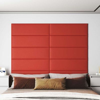 vidaXL Nástenné panely 12 ks červené 90x30 cm umelá koža 3,24 m²