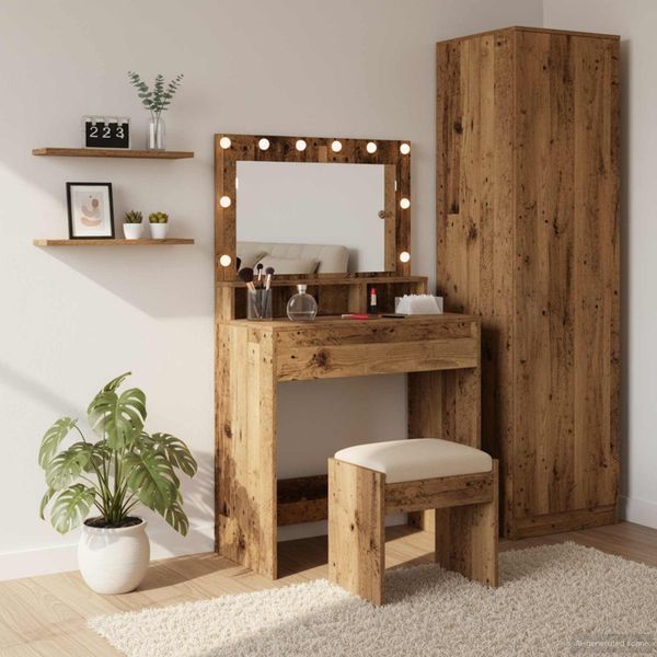 vidaXL Toaletný stolík Staré drevo 75,5 x 41 x 135 cm Kompozitné drevo