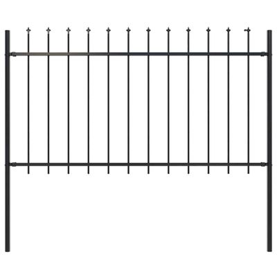 vidaXL Záhradný plot Woerden s vrchnou časťou v tvare oštepu, oceľový 170x100 cm, čierny