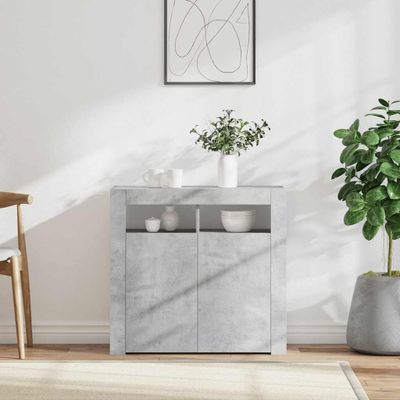 vidaXL Komoda s LED svetlami betónová sivá 80x35x75 cm