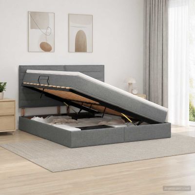 vidaXL Postel s úložným prostorem a matrací Tmavosivá 140 x 200 cm
