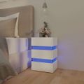 vidaXL Nočný stolík s LED, lesklý biely 45x35x67 cm, kompozitné drevo
