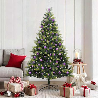 vidaXL Umelý skladací vianočný stromček 300 LED diód Zelená 180 cm