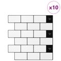 vidaXL Subway dlažba 10 ks Biela čierna 30 x 30 cm Polyuretán a PET