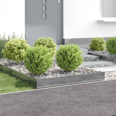 vidaXL Obrubník trávnika 4 ks 100 x 100 x 20 cm Oceľ Strieborná