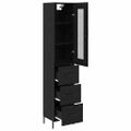 vidaXL Highboard Čierny dub 34,5 x 34 x 180 cm Kompozitné drevo