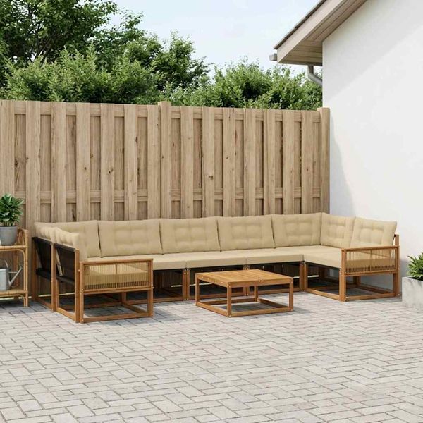 vidaXL Záhradná súprava gaučov s vankúšom 8 pcs Prírodná a béžová