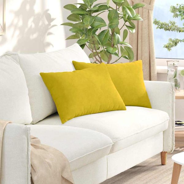 vidaXL Vankúše na pohovku 2 pcs Žltá 60 x 40 cm Kordúrová tkanina