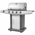 vidaXL Plynový barbecue gril Strieborná Ocotný s kovovou hadicou