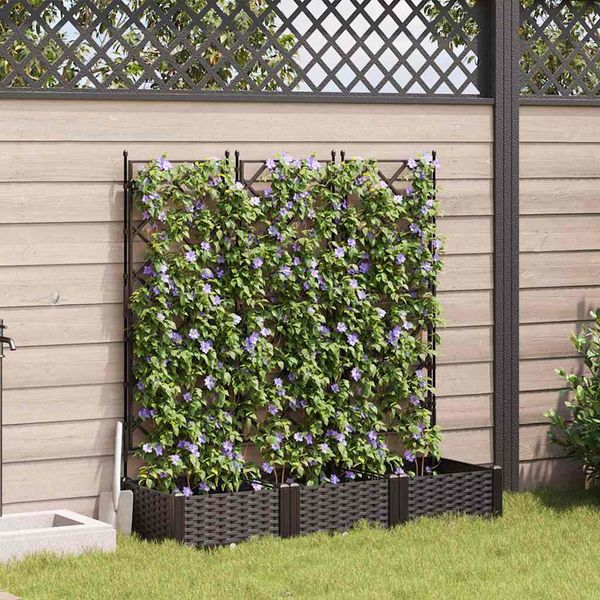 vidaXL Záhradný kvetináč 3 pcs Hnedá 120 x 40 x 125,5 cm Plast