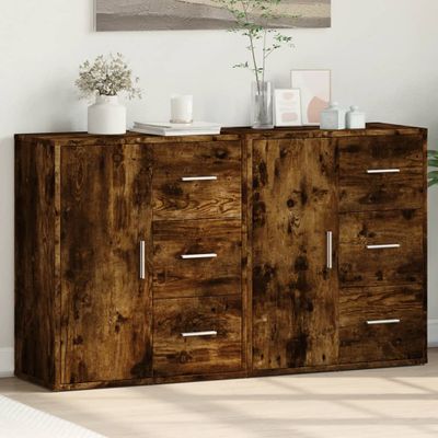 vidaXL Komody 2 ks dymový dub 60x31x70 cm kompozitné drevo