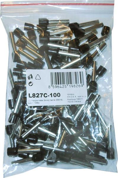 Dutinka pre kábel 6mm2 čierna (E6018), balenie 100 ks